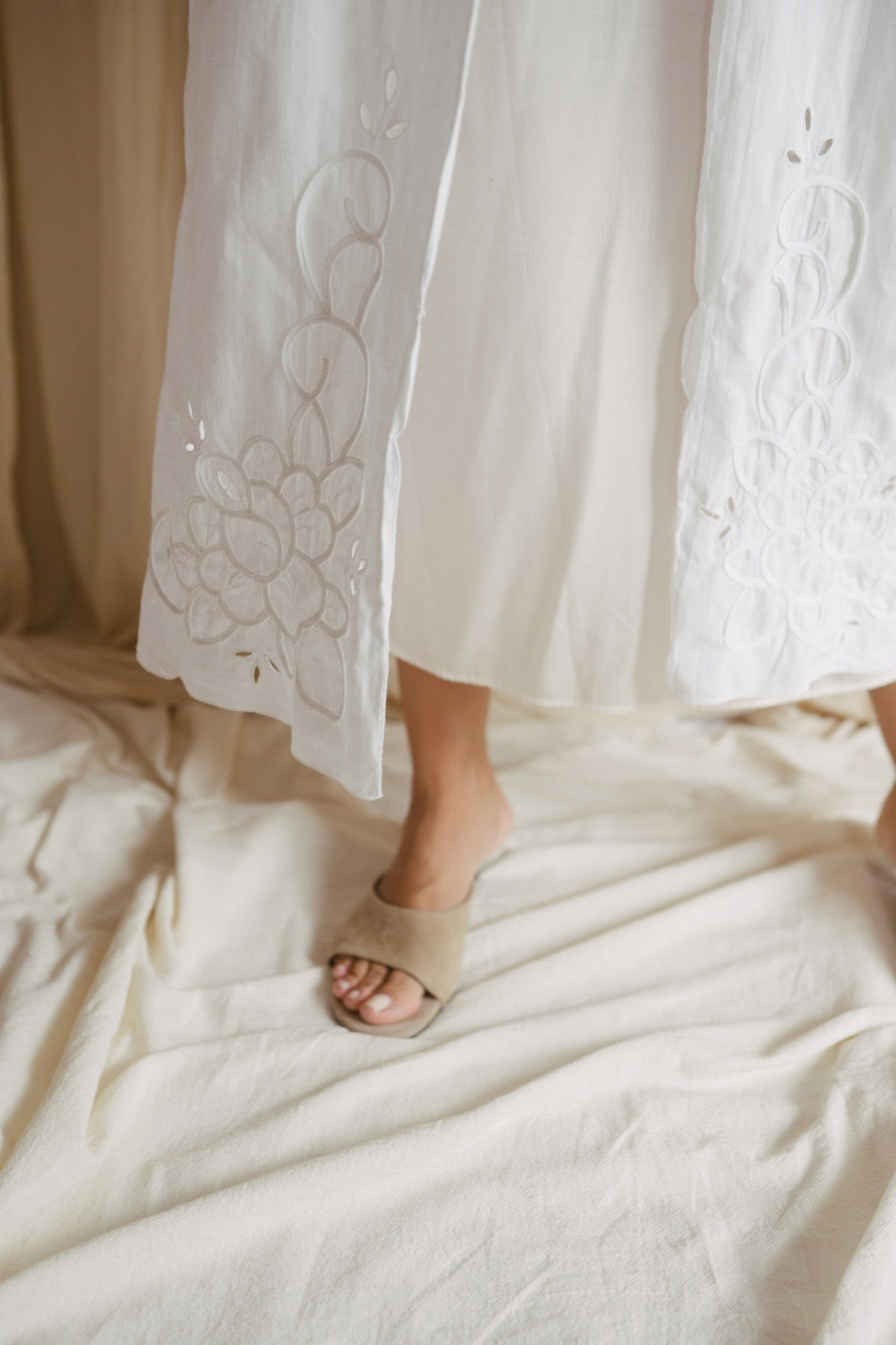 Dora, a feminine vintage embroidered trench
