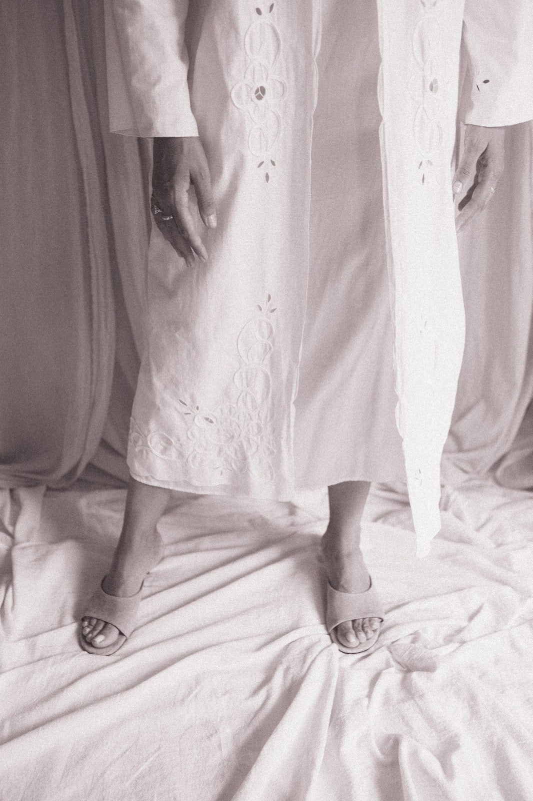 Dora, a feminine vintage embroidered trench