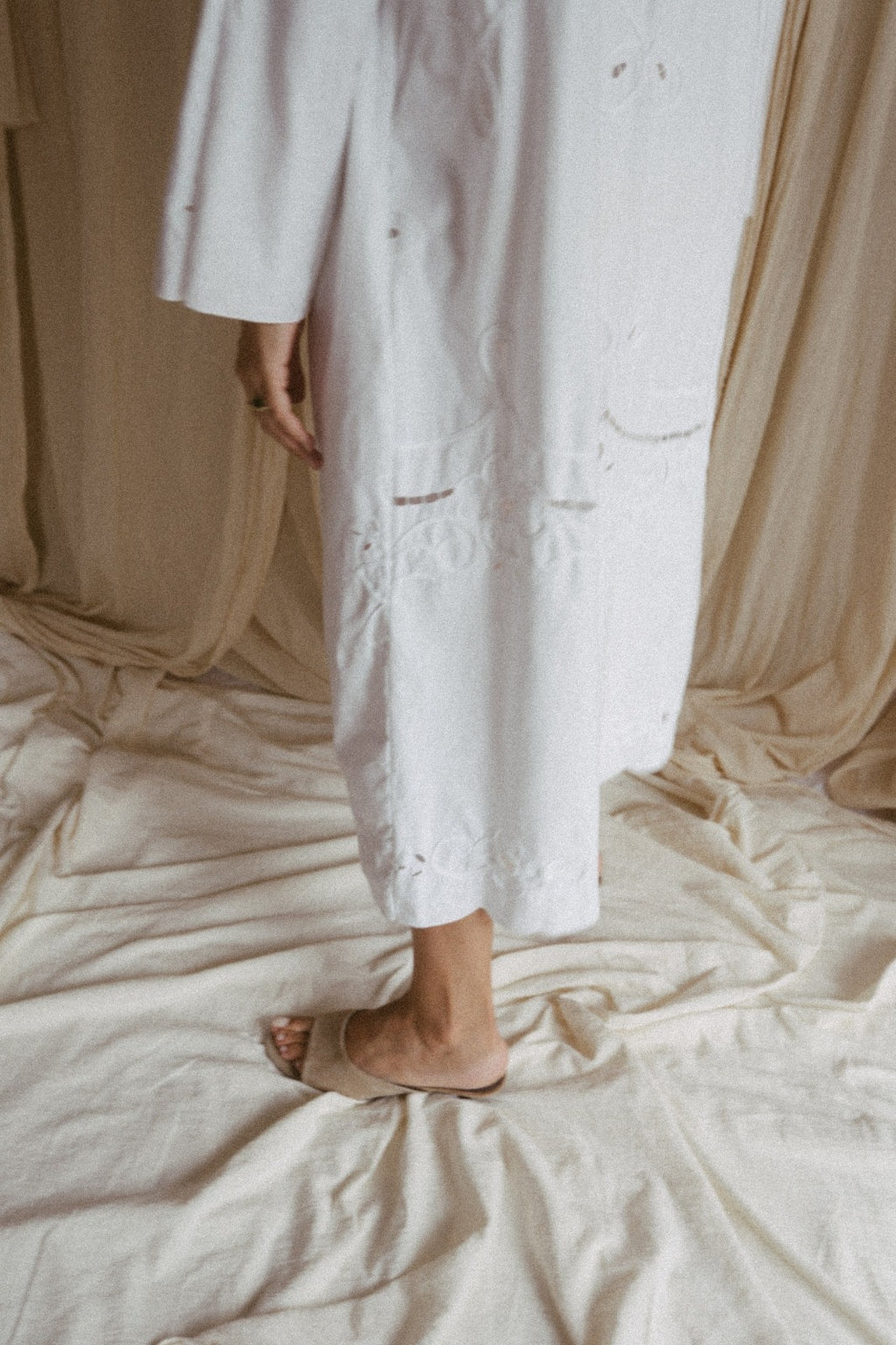 Dora, a feminine vintage embroidered trench