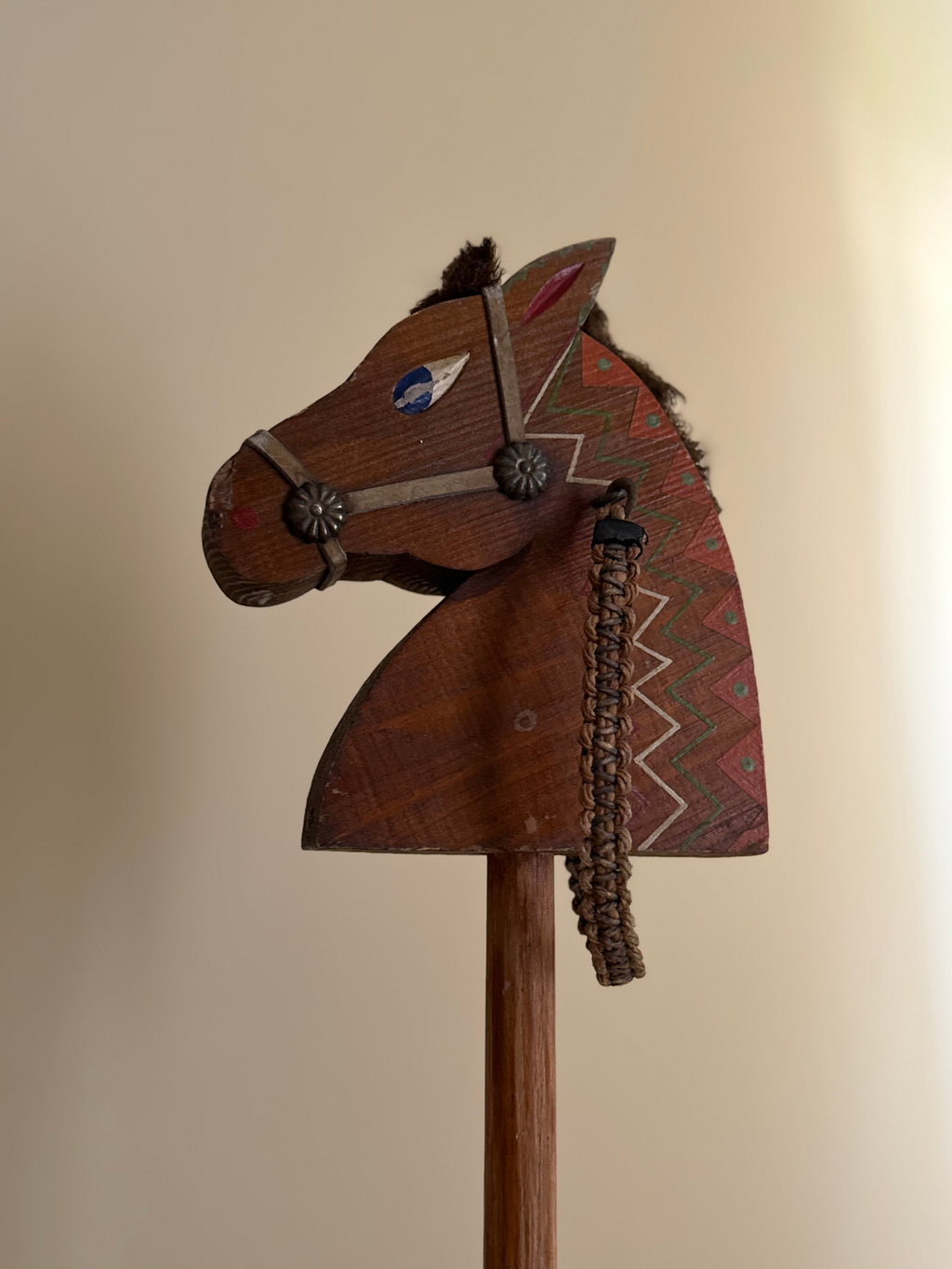 Kids wooden stick horse