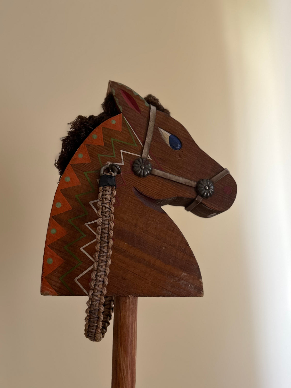 Kids wooden stick horse