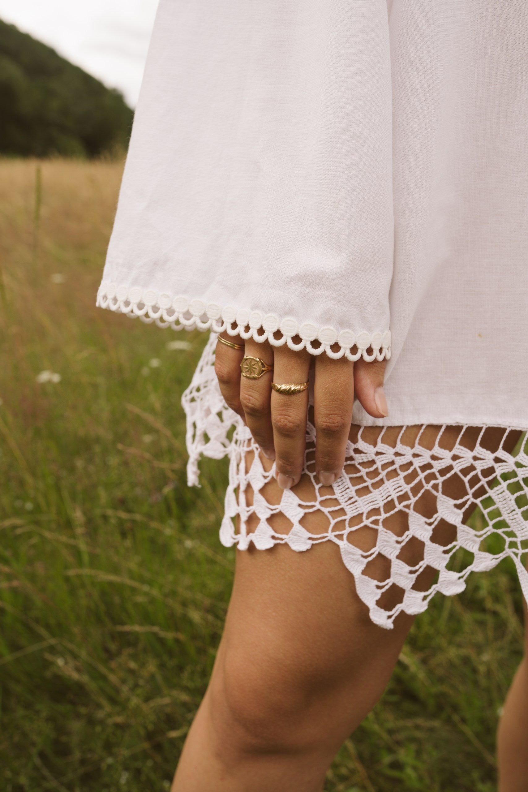 Mara ivory dress with long sleeve